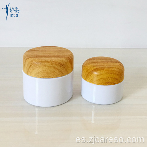 Tarro de crema AS con tapa de madera para transferencia de agua